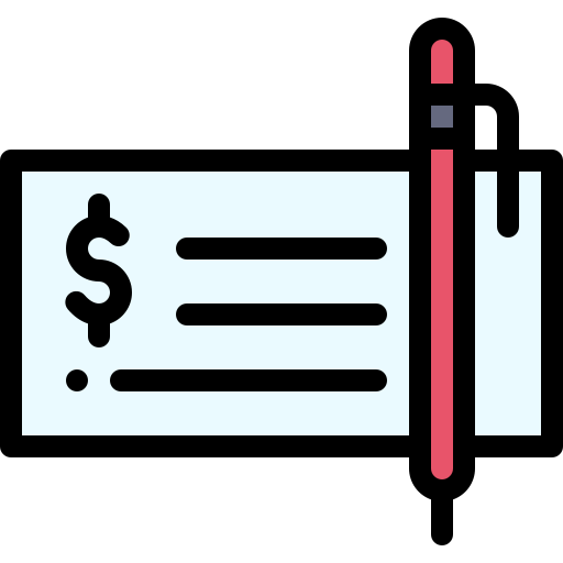 cheque Detailed Rounded Lineal color icono