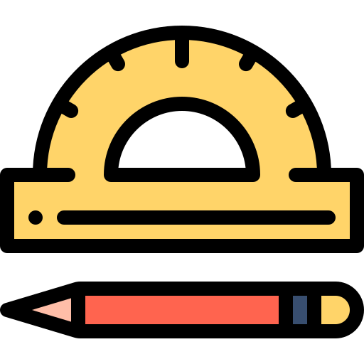 Protractor Detailed Rounded Lineal color icon