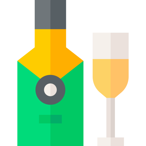 champagne glas Basic Straight Flat icoon