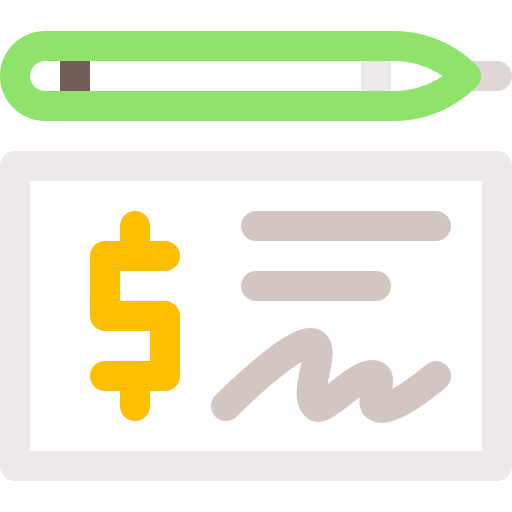 Cheque Basic Rounded Lineal Color icon