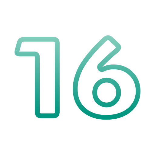 numero 16 Generic gradient outline icona