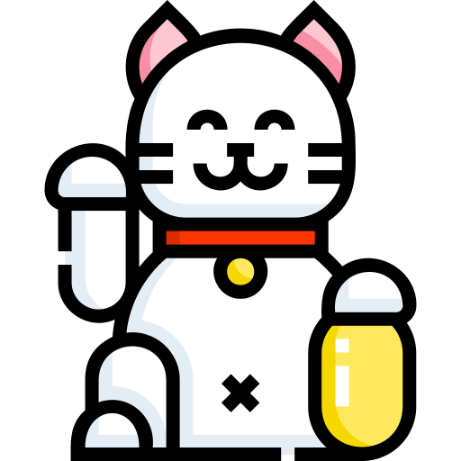 gato chino de la suerte Detailed Straight Lineal color icono