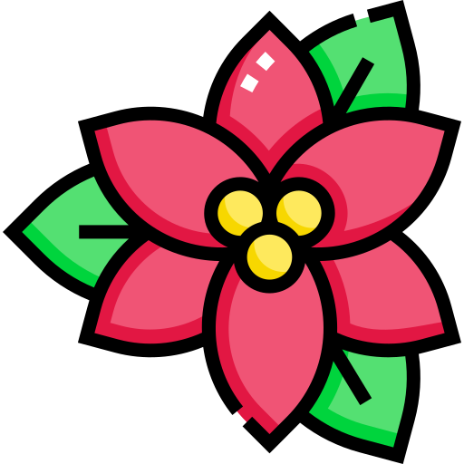 Poinsettia Detailed Straight Lineal color icon