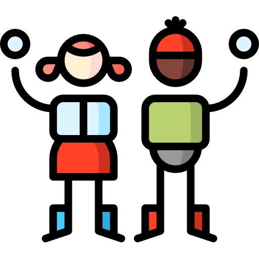 Snowball fight Puppet Characters Lineal Color icon