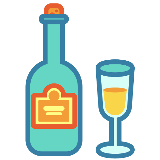 ワインボトルとグラスのアイコン Generic color lineal-color icon