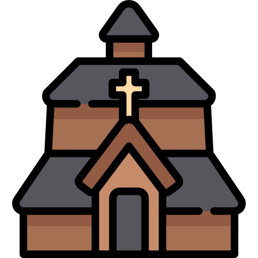 kerk Kawaii Lineal color icoon