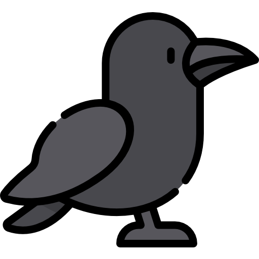 corvo Kawaii Lineal color icona