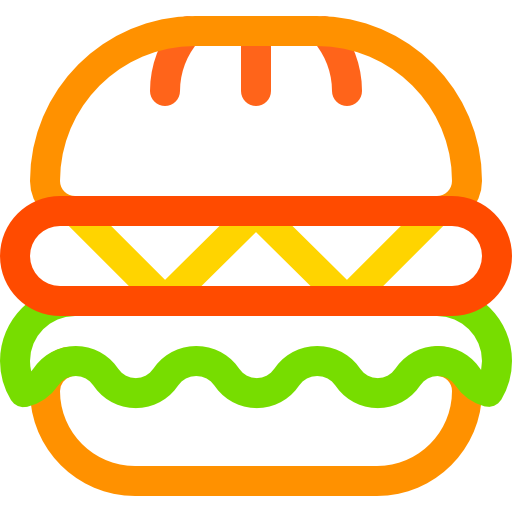 hambúrguer Basic Rounded Lineal Color Ícone