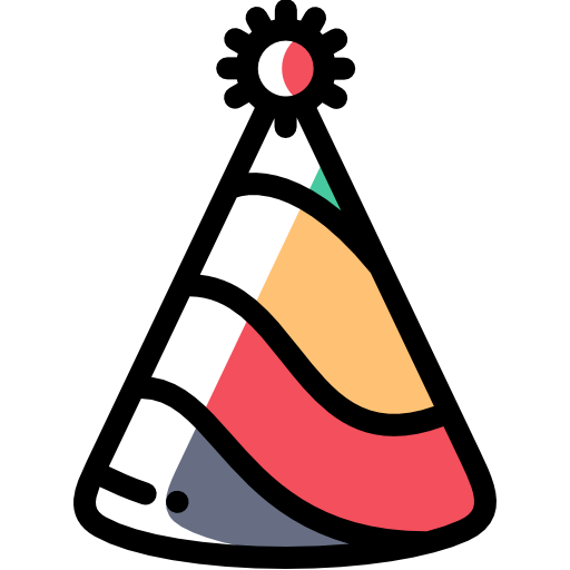 Party hat Detailed Rounded Color Omission icon