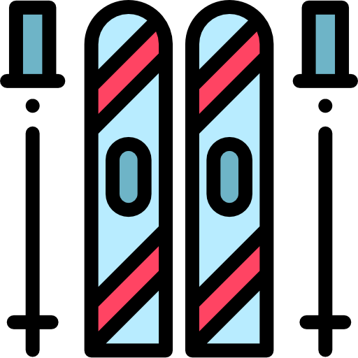 스키 Detailed Rounded Lineal color icon