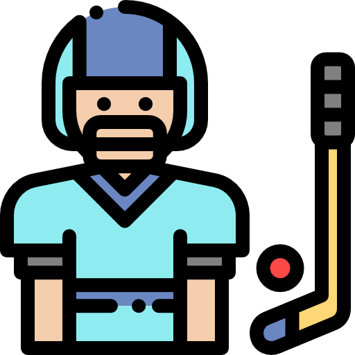 jugador de hockey Detailed Rounded Lineal color icono