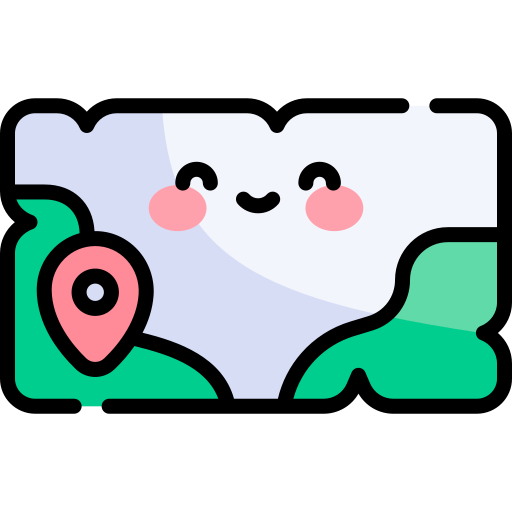 mappa del tesoro Kawaii Lineal color icona