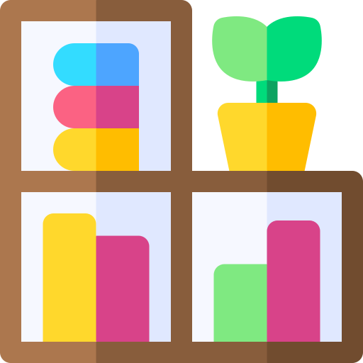 Bookcase Basic Rounded Flat icon
