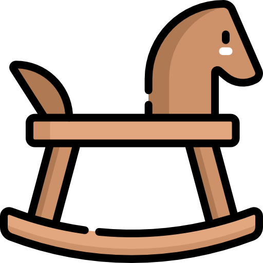 caballo mecedora Kawaii Lineal color icono