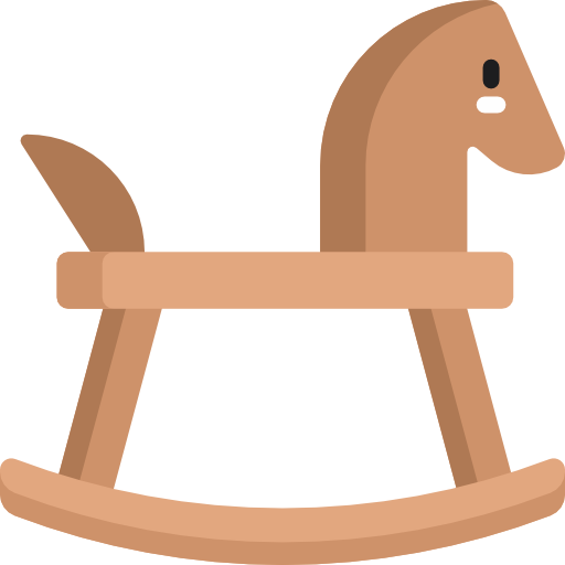 koń na biegunach Kawaii Flat ikona