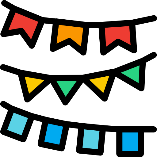bunting Detailed Rounded Lineal color Ícone