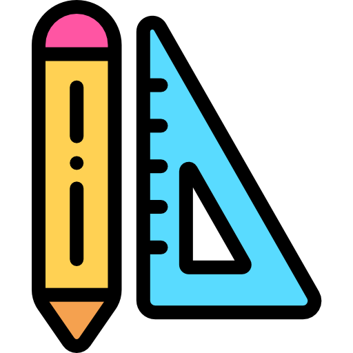 matita e righello Detailed Rounded Lineal color icona