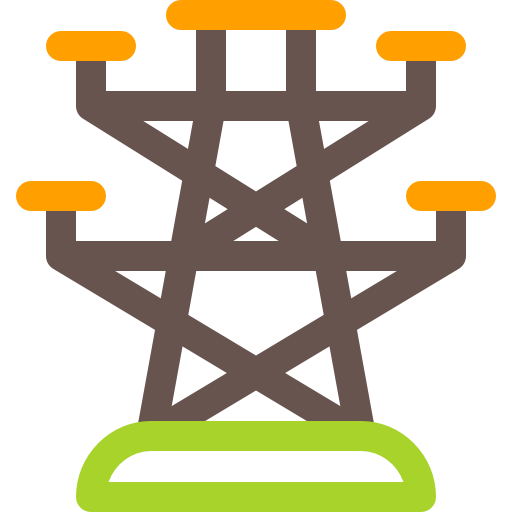 전기 타워 Basic Rounded Lineal Color icon