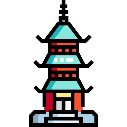 pagoda Detailed Straight Lineal color ikona