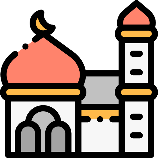 Mosque Detailed Rounded Lineal color icon