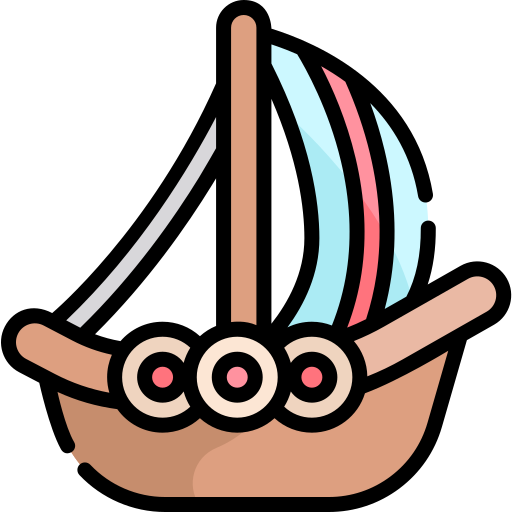 barco vikingo Kawaii Lineal color icono