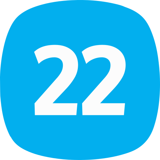 Number 22 Generic color fill icon