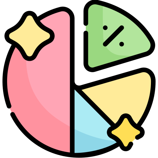 grafico a torta Kawaii Lineal color icona
