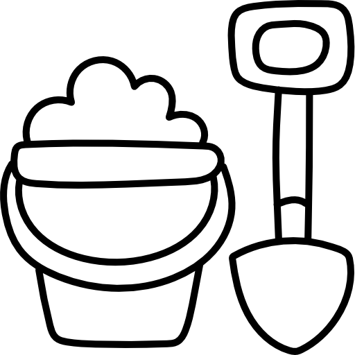 cubo de arena Hand Drawn Black icono