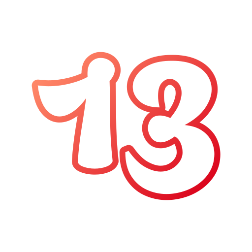 numero 13 Generic gradient outline icona