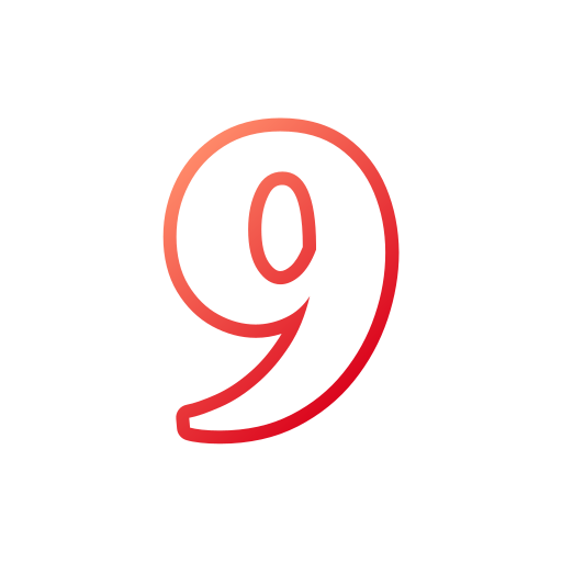 Number 9 Generic gradient outline icon