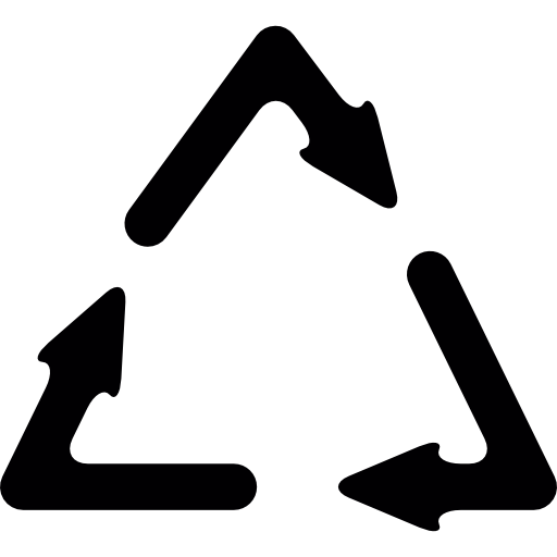 simbolo di riciclaggio con tre frecce  icona