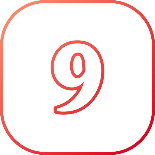 Number 9 Generic gradient outline icon