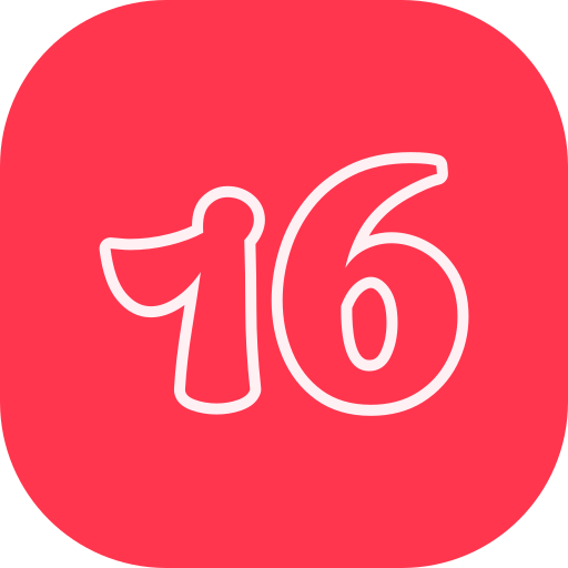 Number 16 Generic color fill icon