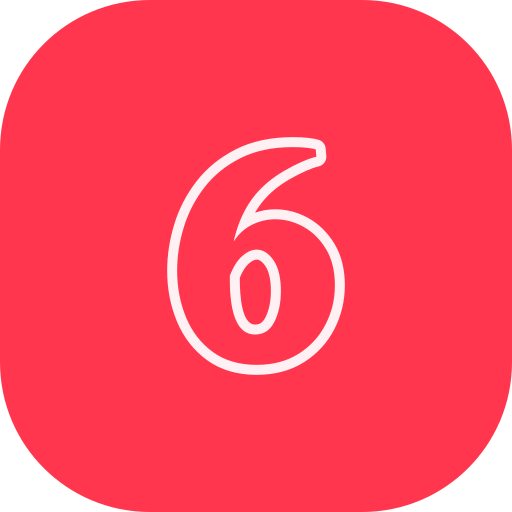 Number 6 Generic color fill icon