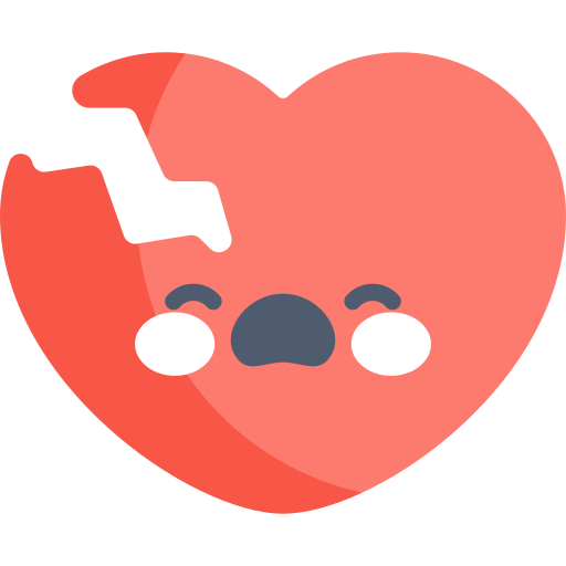 corazón roto Kawaii Flat icono