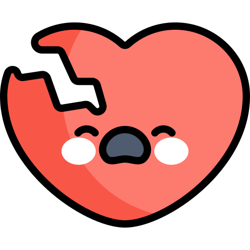 Broken heart Kawaii Lineal color icon