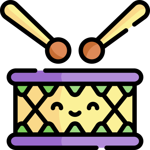tambor Kawaii Lineal color icono