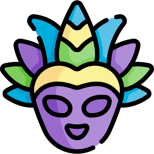 máscara de carnaval Kawaii Lineal color icono