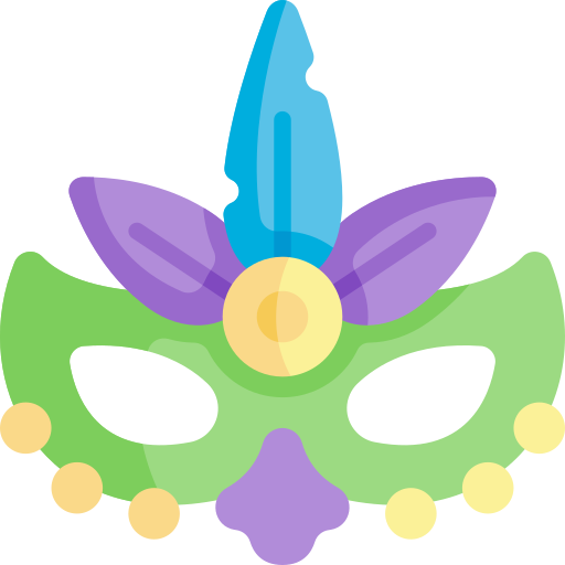 máscara de carnaval Kawaii Flat icono