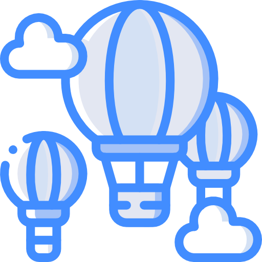 Hot air balloons Basic Miscellany Blue icon