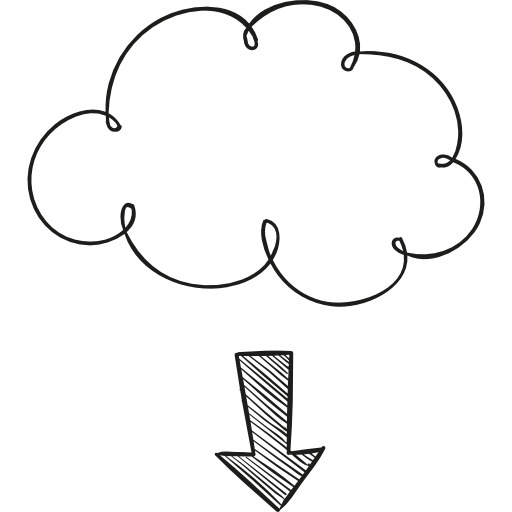 cloud computing Hand Drawn Black icoon