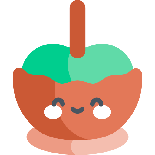 manzana de caramelo Kawaii Flat icono