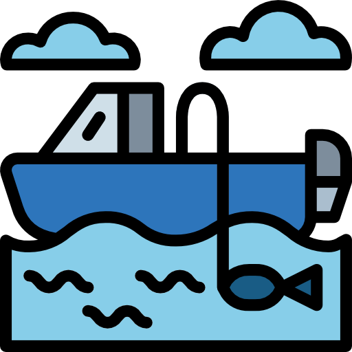 Fishing boat Smalllikeart Lineal Color icon