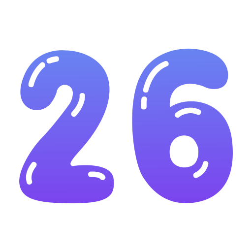 dwadzieścia sześć Generic gradient fill ikona