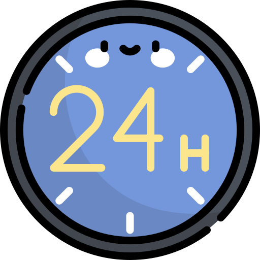24 hours Kawaii Lineal color icon