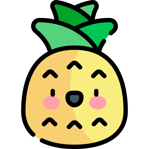 ananas Kawaii Lineal color ikona