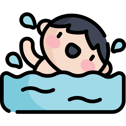 nadar Kawaii Lineal color icono