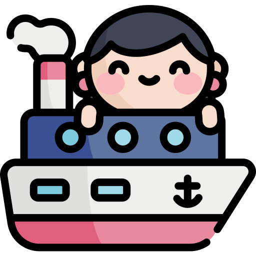 Корабль Kawaii Lineal color иконка