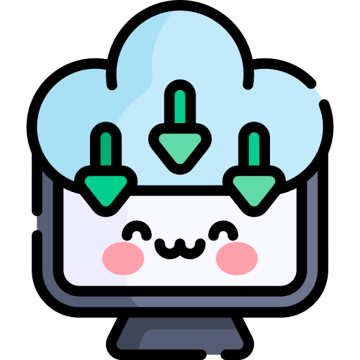 Cloud download Kawaii Lineal color icon