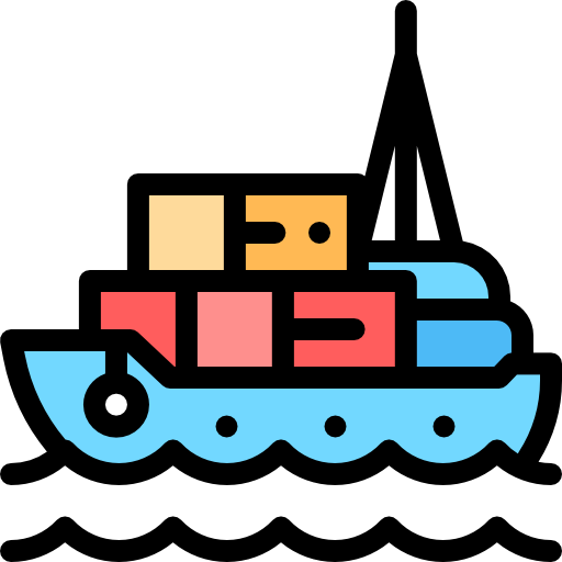 Cargo ship Detailed Rounded Lineal color icon